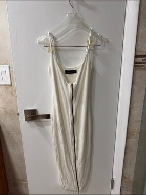 naked wardrobe Cream Zip-Front Slip Dress